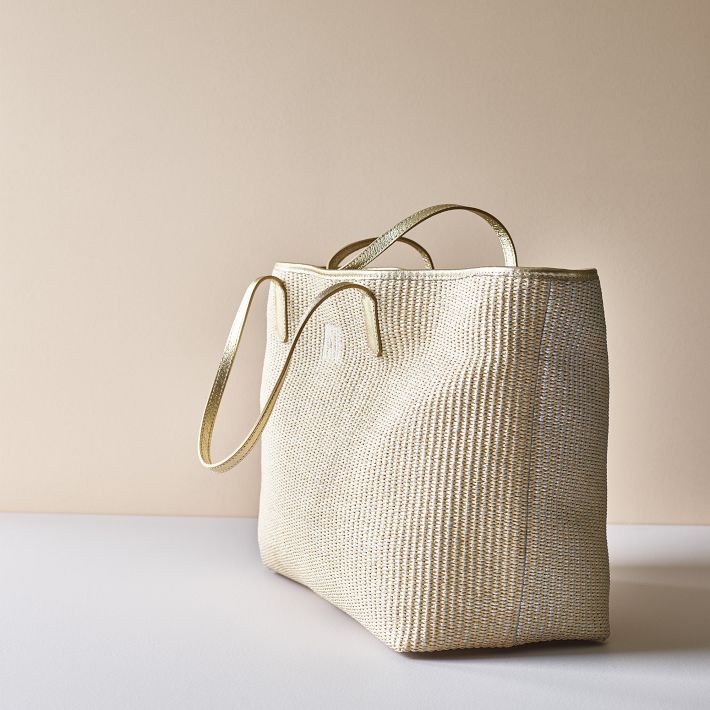 Italian Metallic Raffia Tote