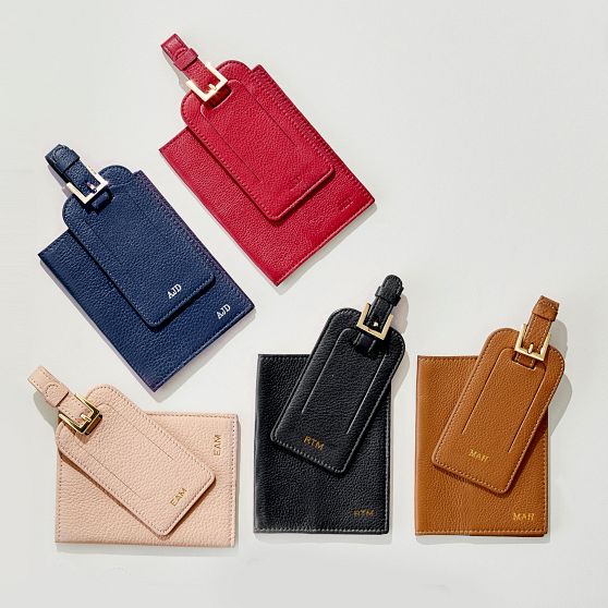 Personalized Leather Passport Cover Luggage Tag Set Mark and Graham