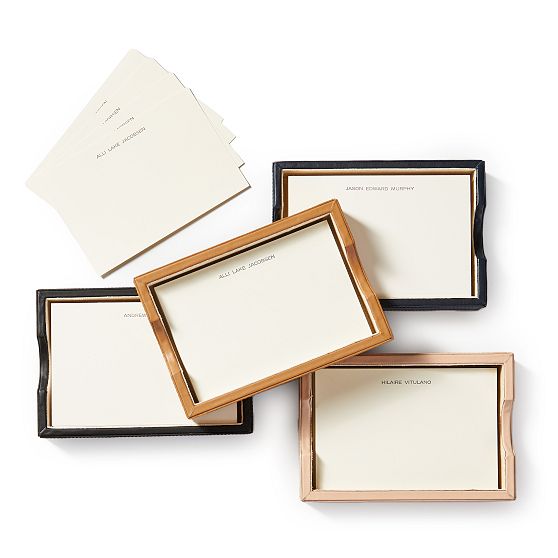 Letterpress Memo Cards in Leather Holder