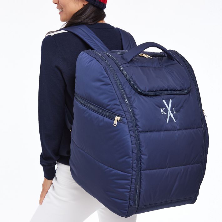 Lightweight Puffer Ski Boot Backpack Navy