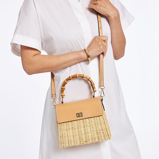 Bamboo Wicker Crossbody Bag Mark and Graham