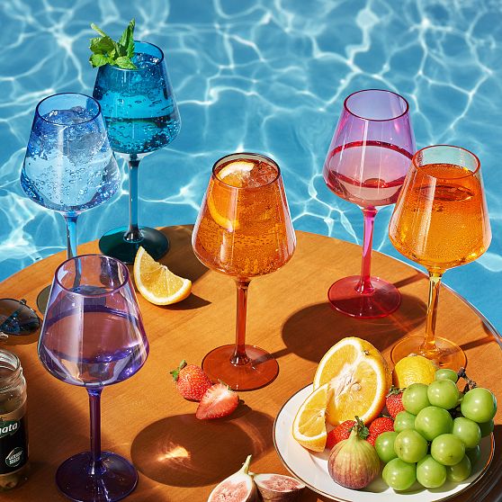 Colored Outdoor Wine Glasses, Set of 6