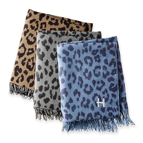 Leopard Throw Blanket with Fringe