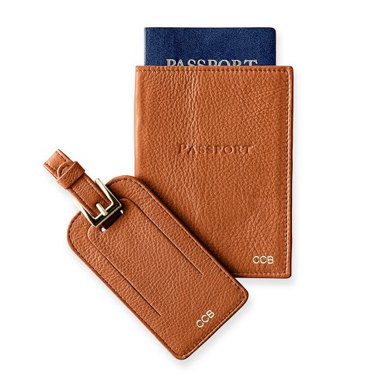 Personalized Leather Luggage Tag & Passport Case Set - Mark & Graham