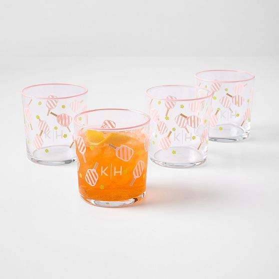 Pickleball Double Old Fashioned Glasses, Set of 4