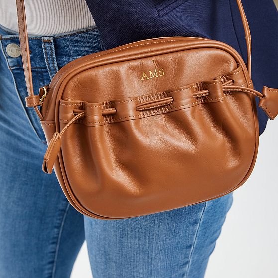 Leather Gathered Crossbody Bag