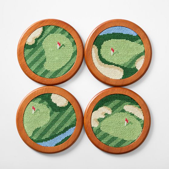 Smathers &amp; Branson Needlepoint Coasters, Set of 4