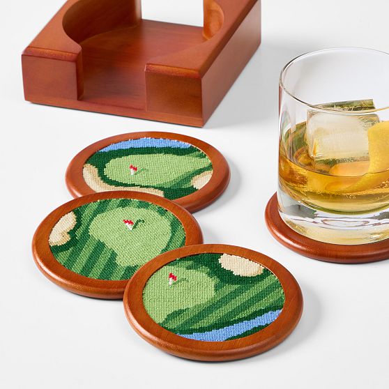 Smathers &amp; Branson Needlepoint Coasters, Set of 4