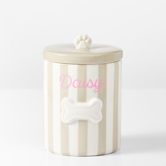 Striped Ceramic Dog Treat Jar