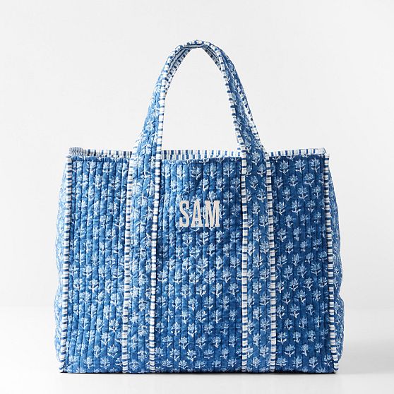 Block Print Quilted Oversized Tote
