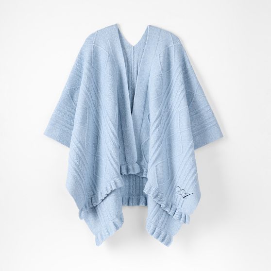 Cable Knit Ruffle Poncho