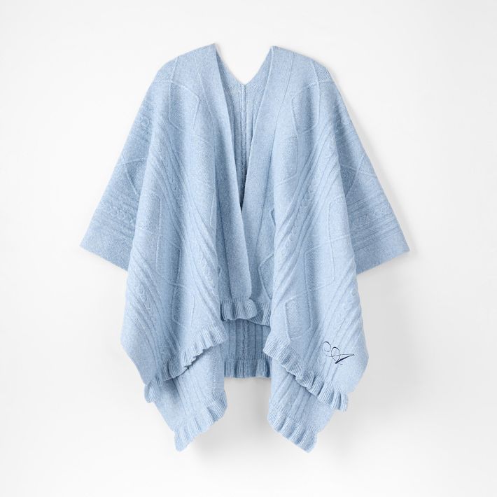 Cable Knit Ruffle Poncho