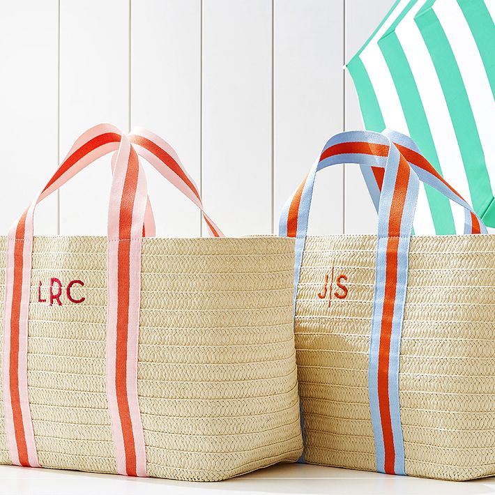 Oversized Ribbon Straw Beach Tote