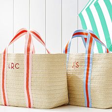 Oversized Ribbon Straw Beach Tote