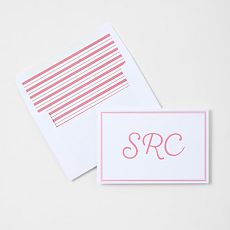 Personalized Coastal Stripe Stationery Folded Cards, Set of 24
