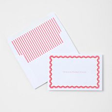 Scalloped Personalized Stationery Folded Cards, Set of 24