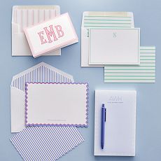 Personalized Pinstripe Stationery Folded Cards, Set of 24