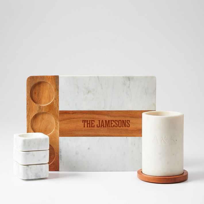 Wood and Marble Hostess Gift Set