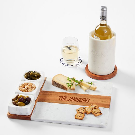 Wood and Marble Hostess Gift Set