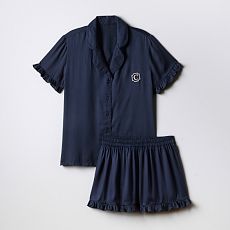 Ruffle Sateen Short Pajamas