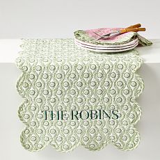 Block Print Scalloped Table Runner