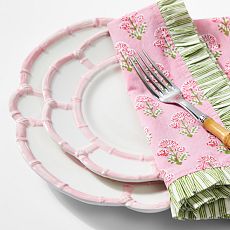 Garden Block Print Ruffle Napkins, Set of 4