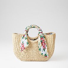 Sanderson Ribbon Wrapped Straw Bag