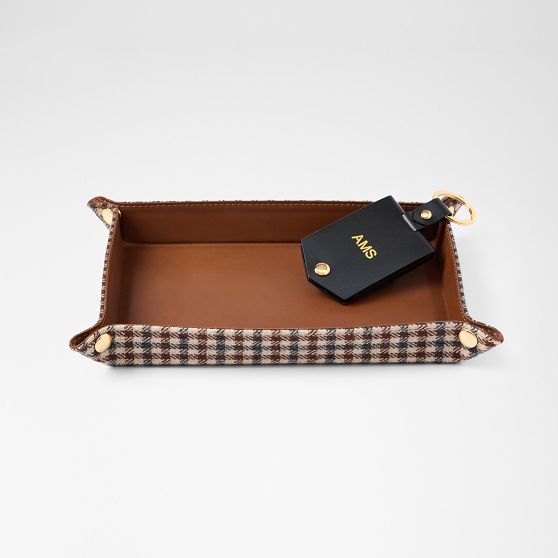 Leather and Houndstooth Catchall Tray