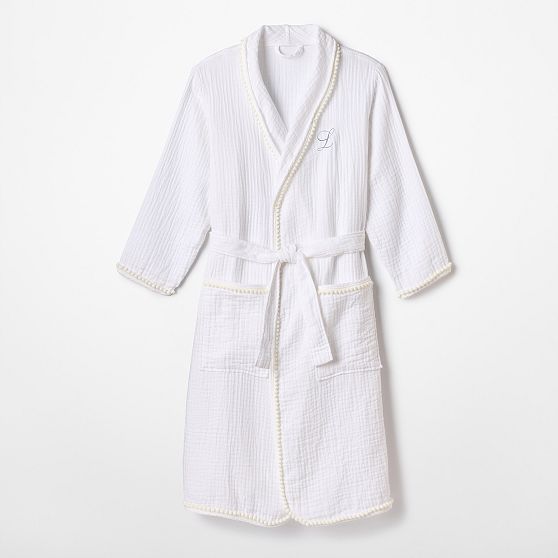 Pom Trim Cotton Bath Robe