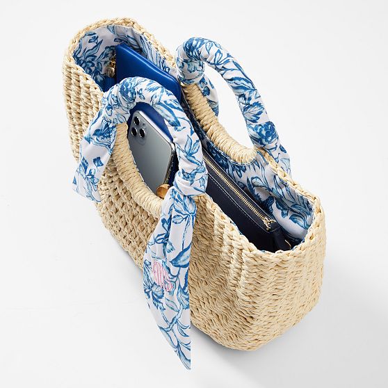 Sanderson Ribbon Wrapped Straw Bag