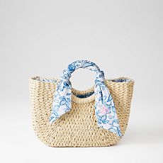 Sanderson Ribbon Wrapped Straw Bag