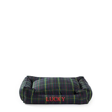 Jax & Bones Dog Lounge Bed, Medium, Navy Tartan