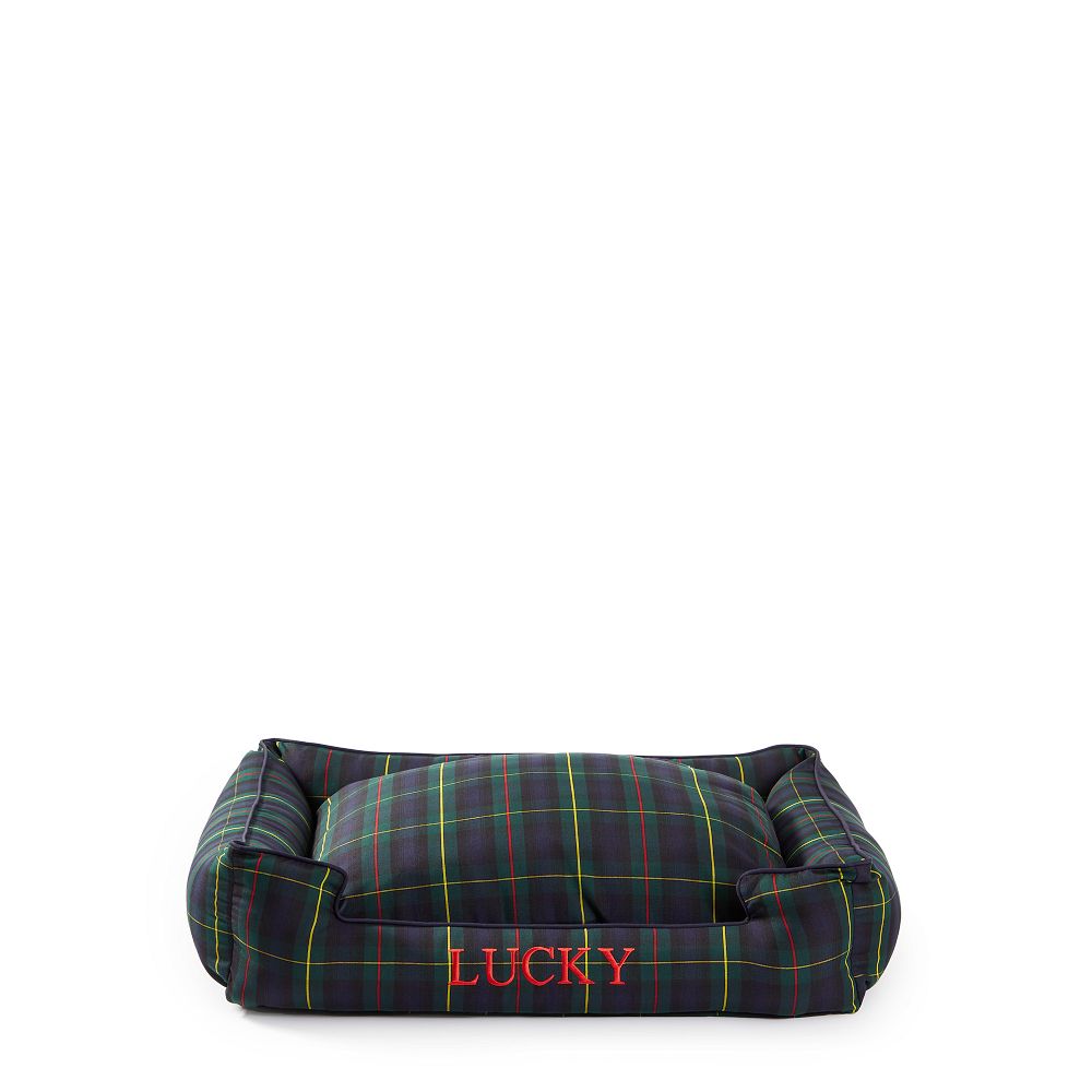 Jax & Bones Dog Lounge Bed, Medium, Navy Tartan