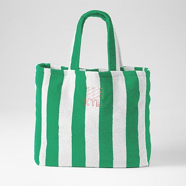 Cabana Stripe Terry Beach Tote, Green