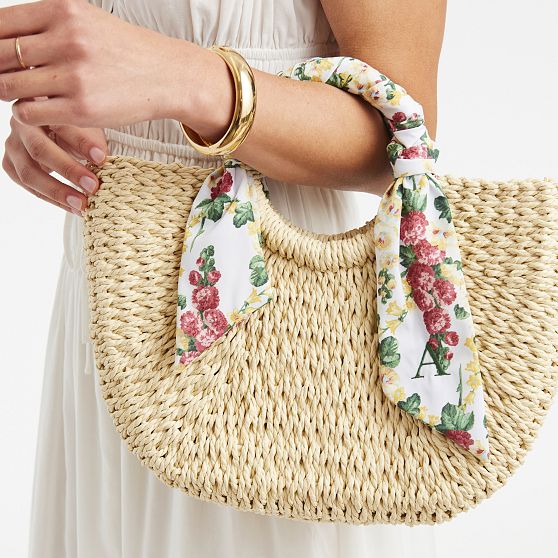 Sanderson Ribbon Wrapped Straw Bag