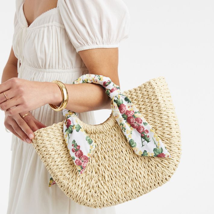 Sanderson Ribbon Wrapped Straw Bag