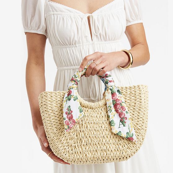 Sanderson Ribbon Wrapped Straw Bag