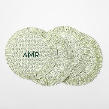 Block Print Ruffle Placemats, Set of 4