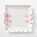 Ceramic Ruffled Bow Catchall, White-Pink