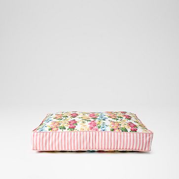 Sanderson Dog Pillow Bed, Small, Hollyhocks White