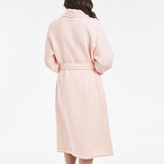 Pom Trim Cotton Bath Robe