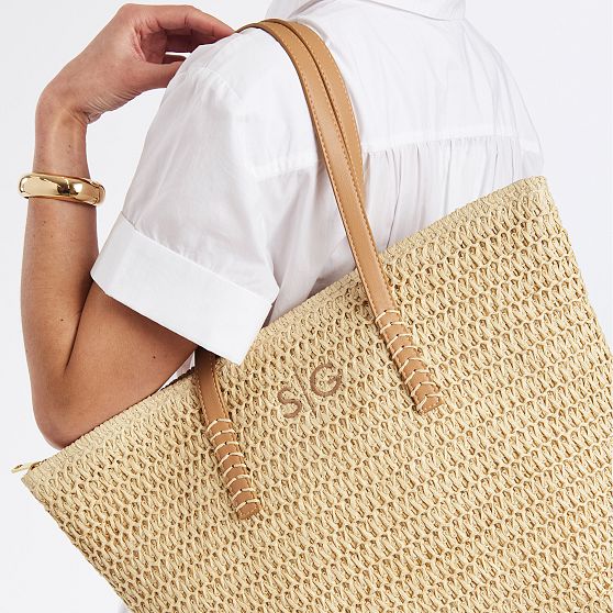 Stinson Straw Zip-Top Tote