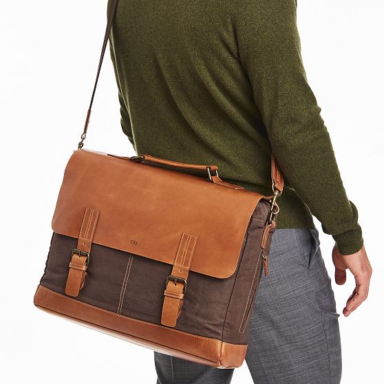 Beckett Waxed Canvas and Leather Messenger Briefcase