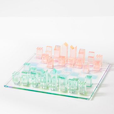 Colorful Acrylic Chess Checkers Game Set