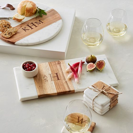 Wood and Marble Rectangle Cheese Board