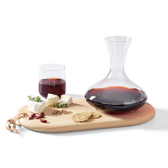 Oak Cheese Board &amp; Wine Decanter Set