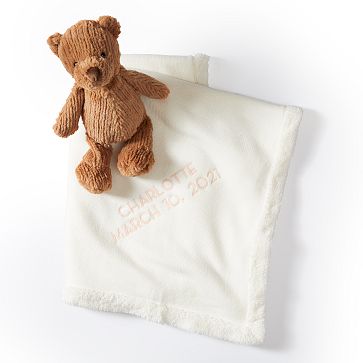 Sherpa Baby Blanket and Plush Animal Gift Set