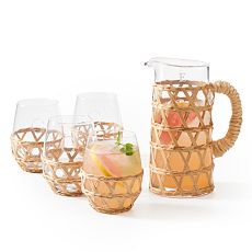 Hand-Woven Cane Stemless Wine Glasses