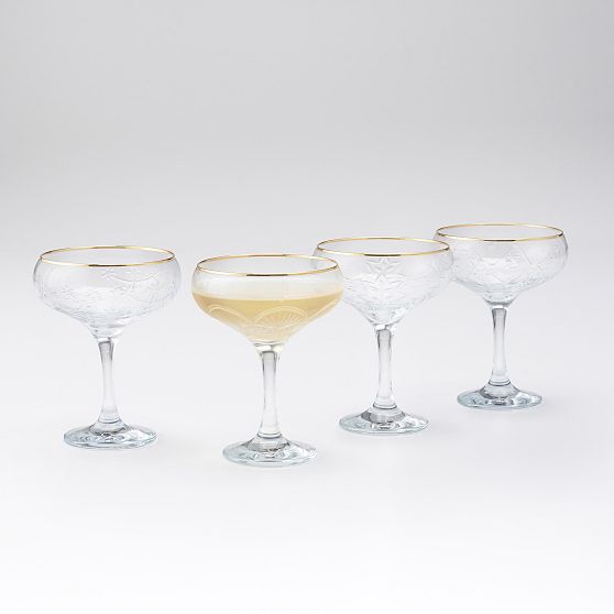 Mark &amp; Graham x Pencil &amp; Paper Co. Etched Coupe Glasses, Set of 4