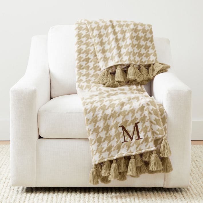 Italian Houndstooth Tassel Throw Blanket